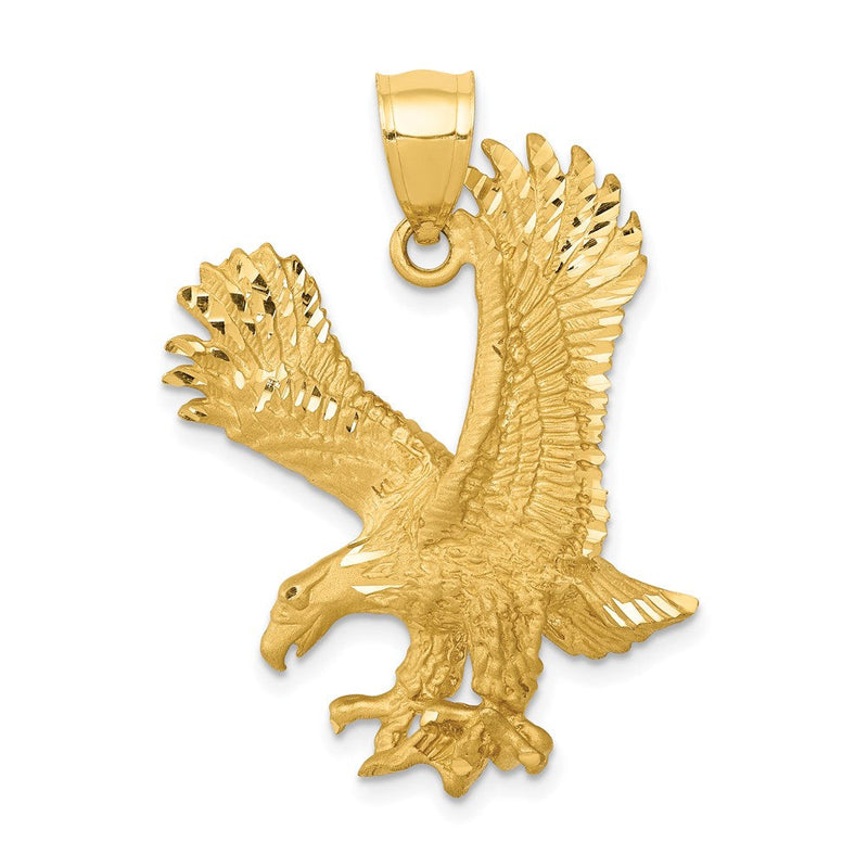 14K Gelbgold Adler-Anhänger mit Satin-Diamantschliff