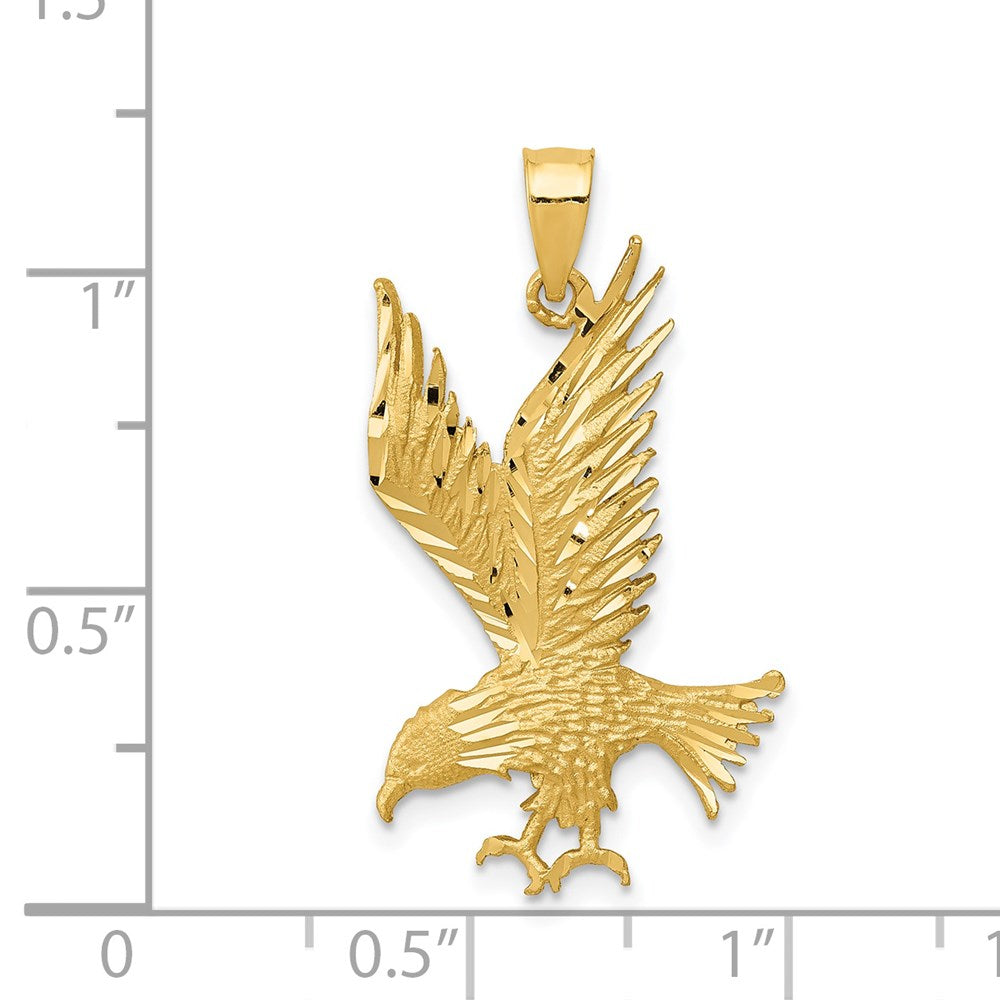 14K Gelbgold Adler-Anhänger, poliert und diamantiert