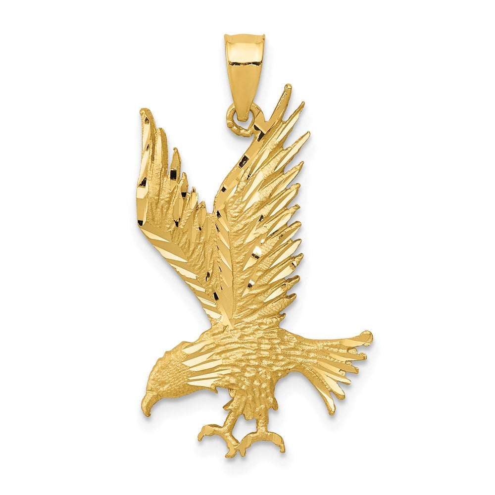 14K Gelbgold Adler-Anhänger, poliert und diamantiert