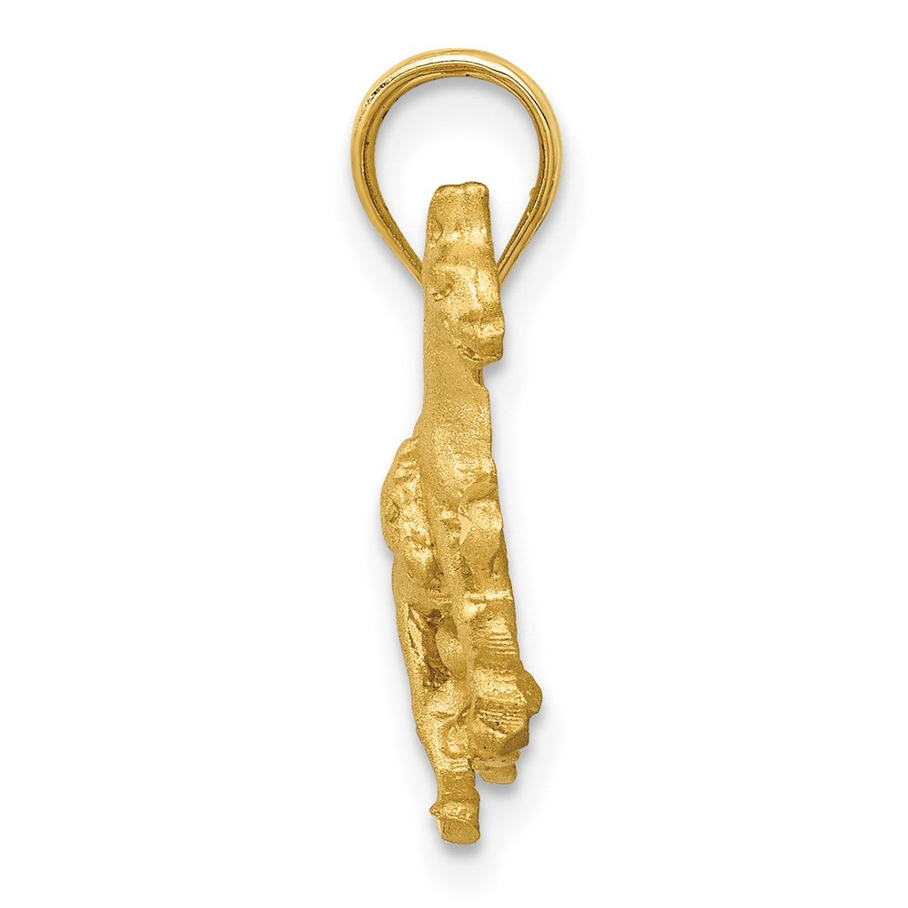 14K Gelbgold Anhänger mit Satinfinish und diamantierten laufenden Pferden