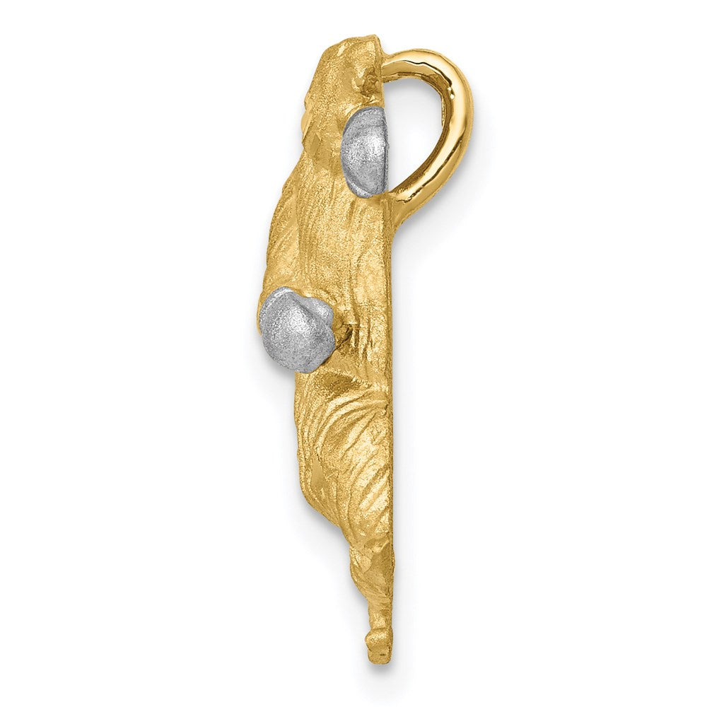 14K Gelb & Rhodium mit Weiß Satiniert Diamantiert Boxing Bär Kette Anhänger
