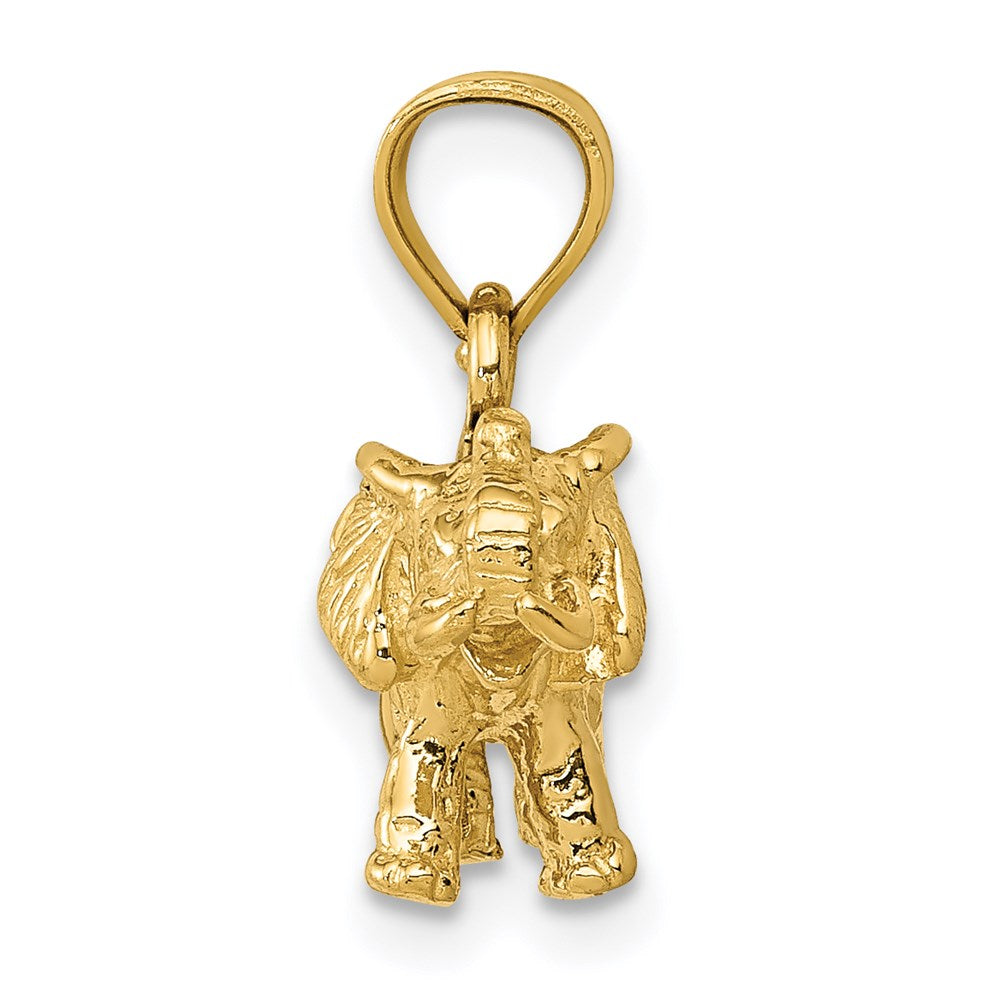 14K Gelbgold Poliert 3-D Elefant Anhänger