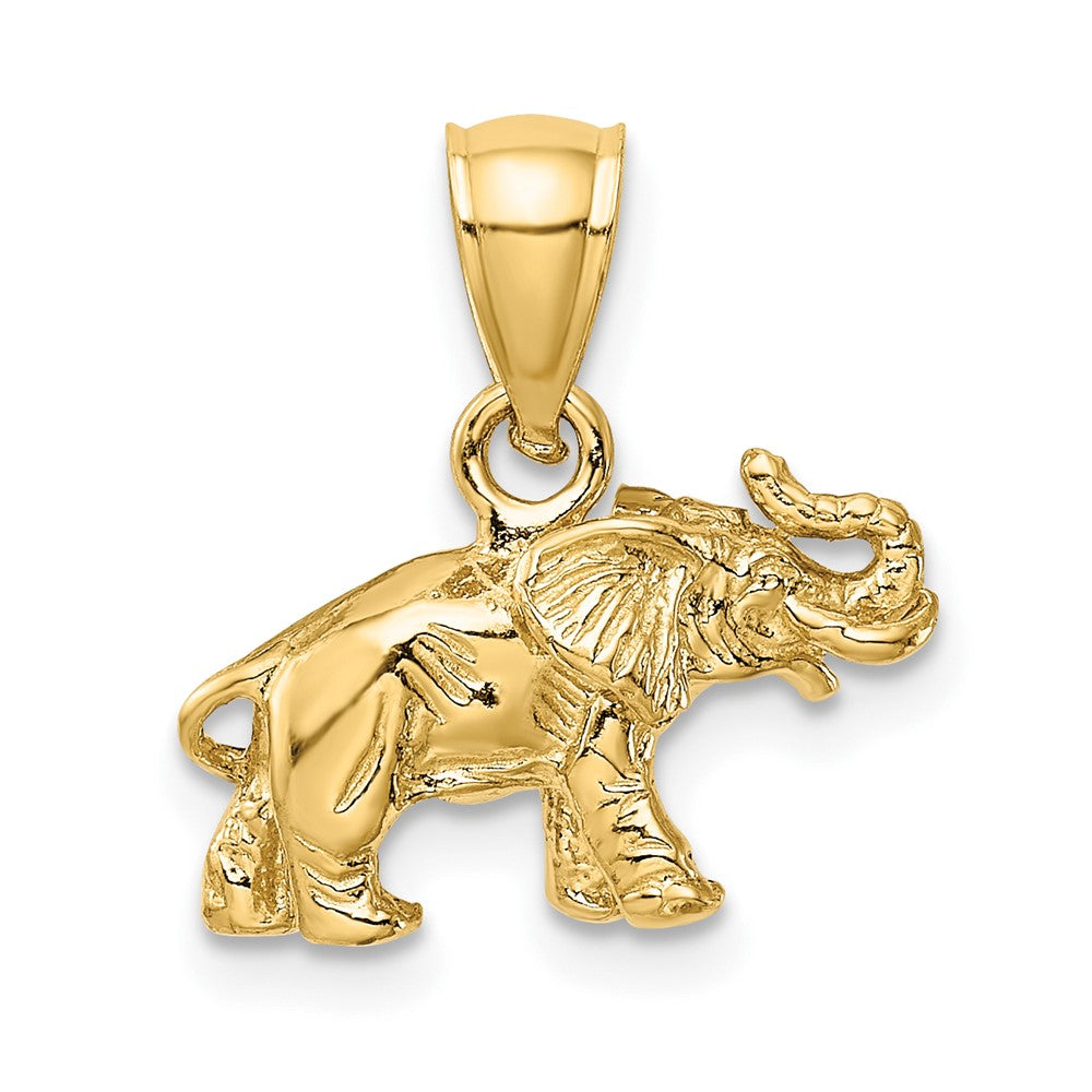 14K Gelbgold Poliert 3-D Elefant Anhänger
