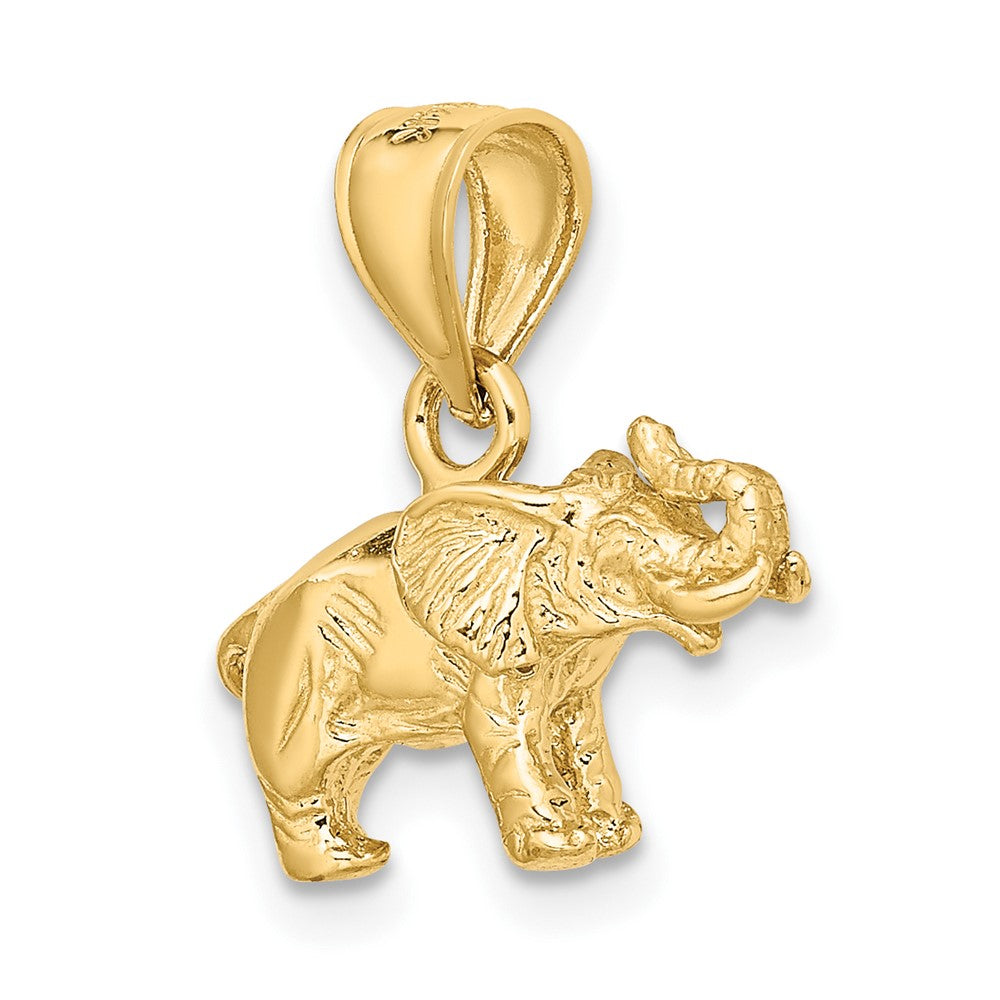 14K Gelbgold Poliert 3-D Elefant Anhänger
