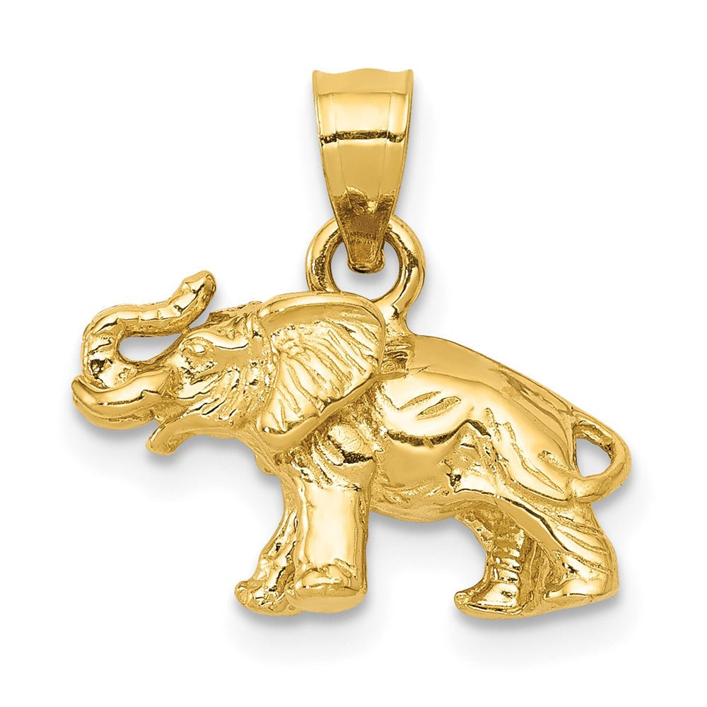14K Gelbgold Poliert 3-D Elefant Anhänger