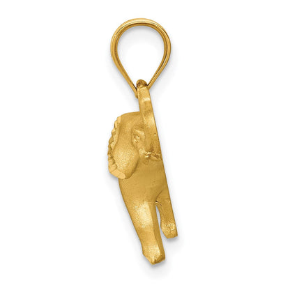 14K Gelbgold Anhänger "Elefant" mit satinierter und diamantierter Oberfläche