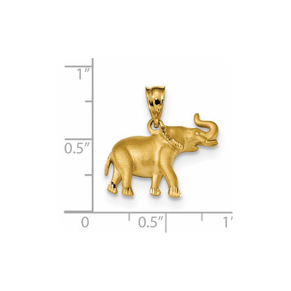 14K Gelbgold Anhänger "Elefant" mit satinierter und diamantierter Oberfläche
