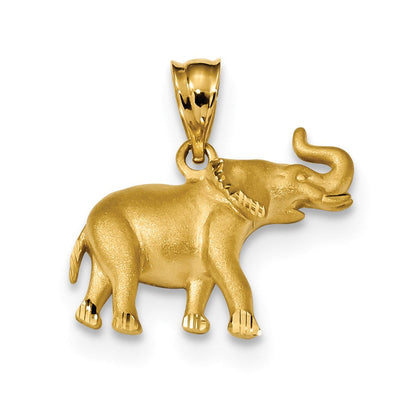 14K Gelbgold Anhänger "Elefant" mit satinierter und diamantierter Oberfläche