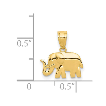 14K Gelbgold Poliert Elefant Anhänger