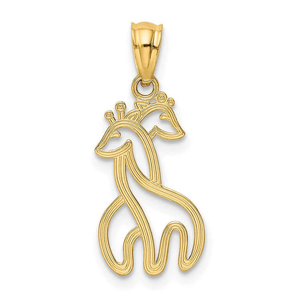 14K Gelbgold Poliert Interlocking Giraffes Anhänger