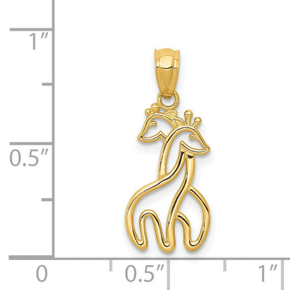 14K Gelbgold Poliert Interlocking Giraffes Anhänger