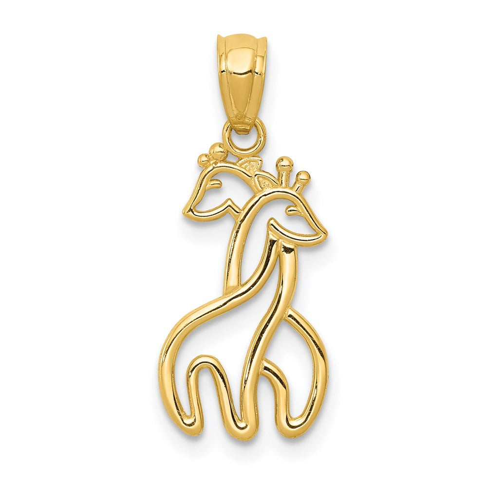 14K Gelbgold Poliert Interlocking Giraffes Anhänger