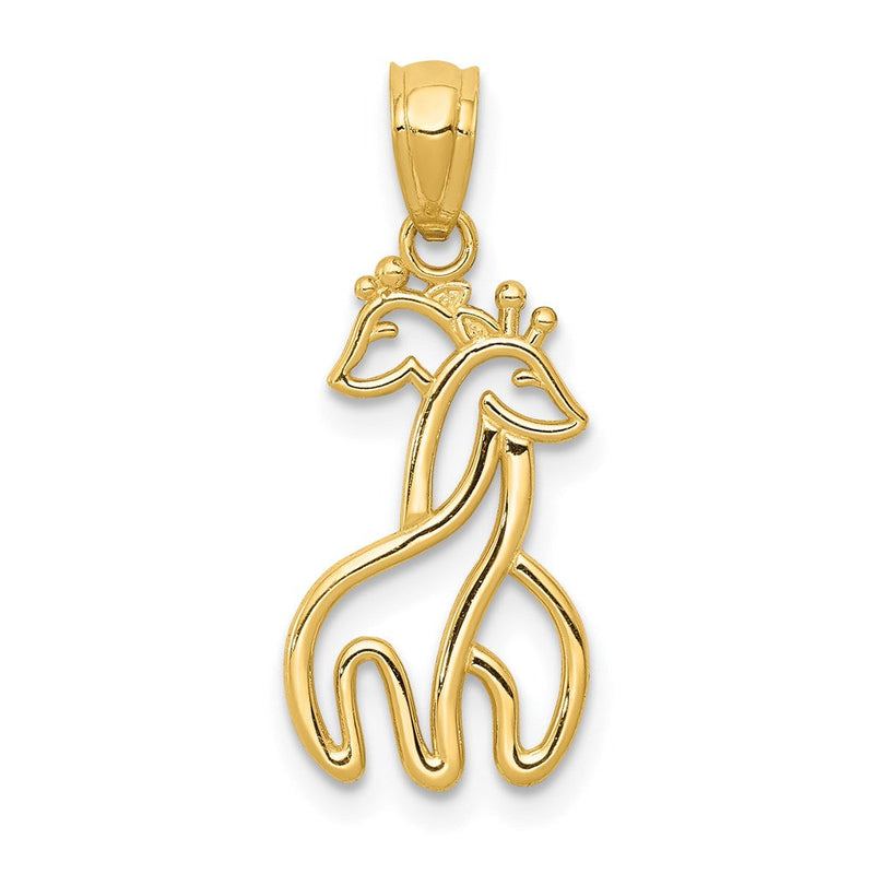 14K Gelbgold Poliert Interlocking Giraffes Anhänger