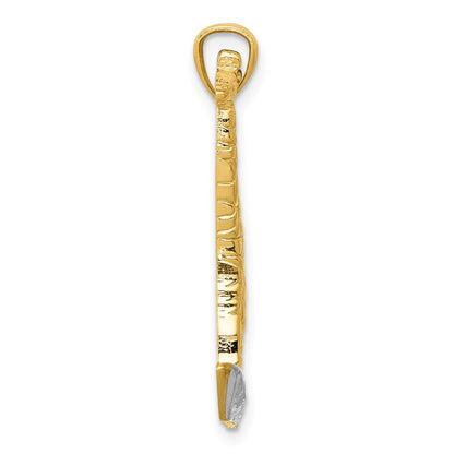 14K Gelb- & Rhodiumgold mit Rhodium diamantgeschliffener, polierter Giraffen-Anhänger