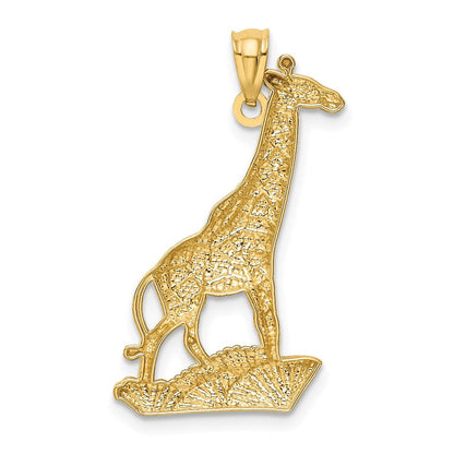 14K Gelb- & Rhodiumgold mit Rhodium diamantgeschliffener, polierter Giraffen-Anhänger