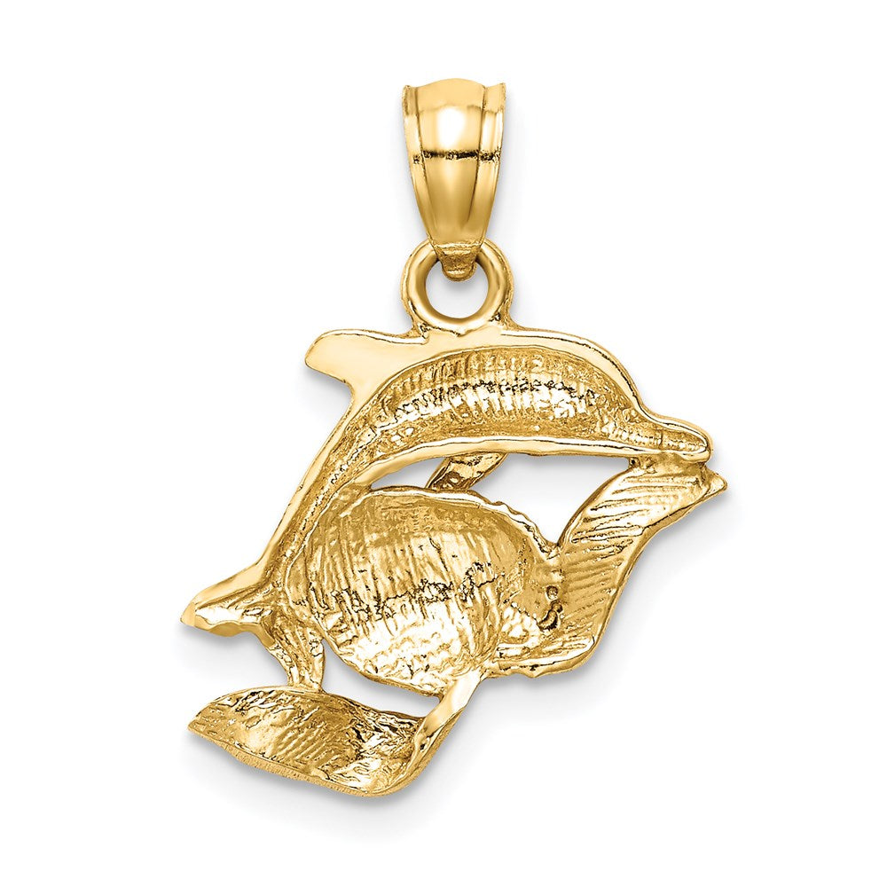 14K Gelbgold Delfin Pair Anhänger
