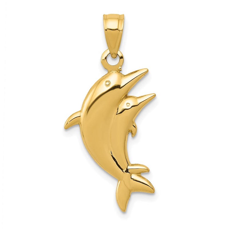 14K Gelbgold Delfin Pair Anhänger