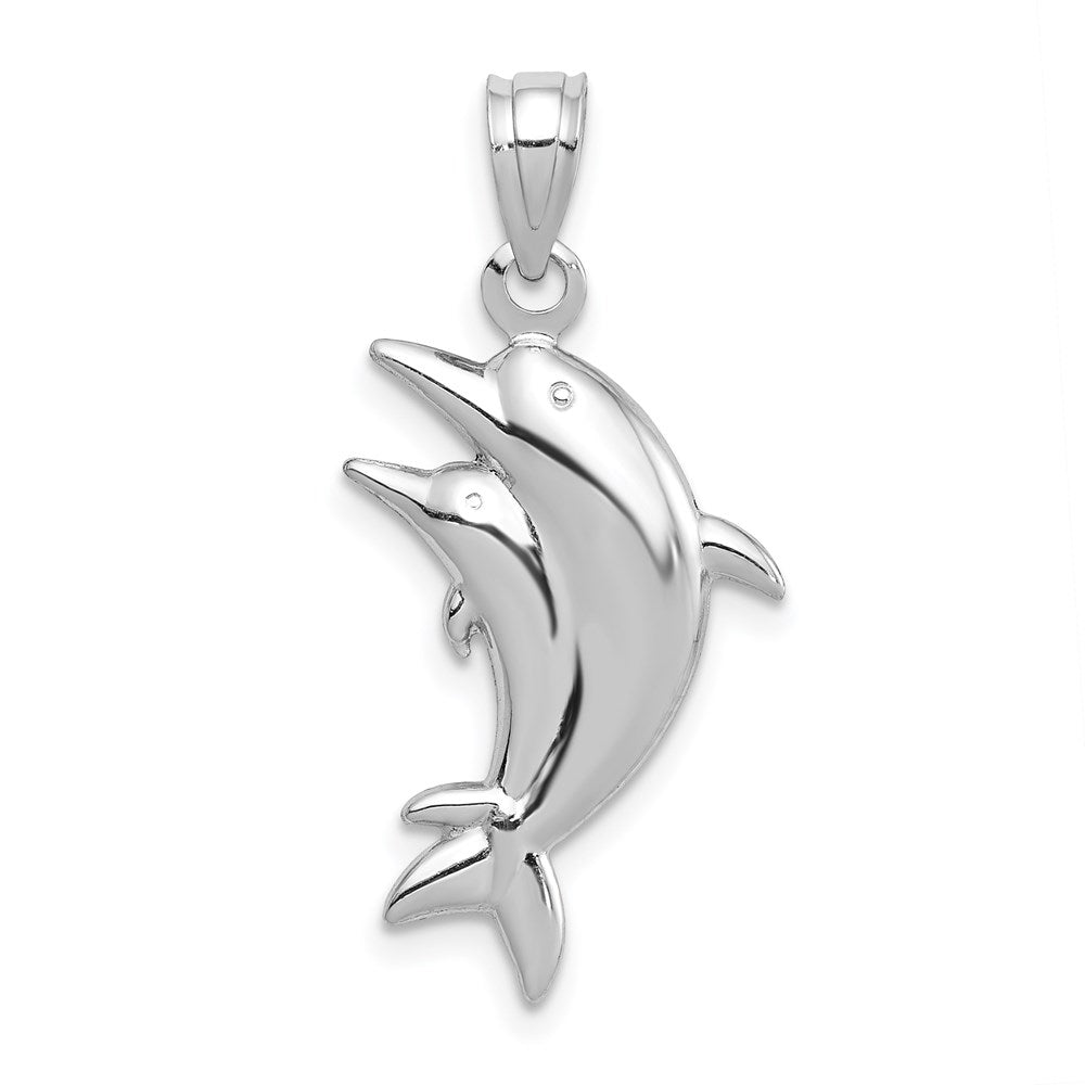 14K Weißgold Delfin Pair Anhänger