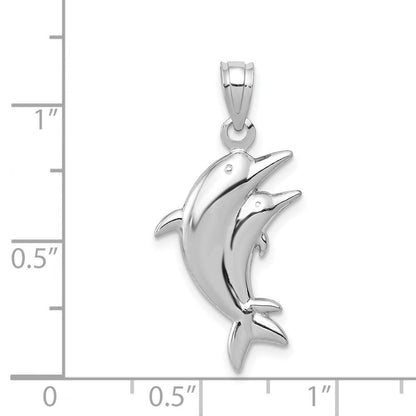 14K Weißgold Delfin Pair Anhänger