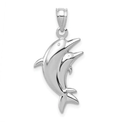14K Weißgold Delfin Pair Anhänger
