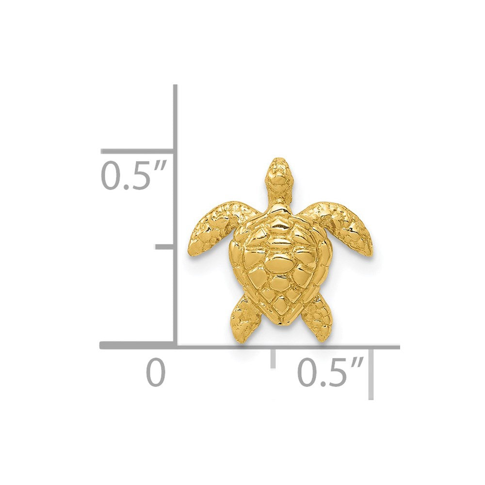 14K Gelbgold Poliert Klein Meer Schildkröte Kette Anhänger