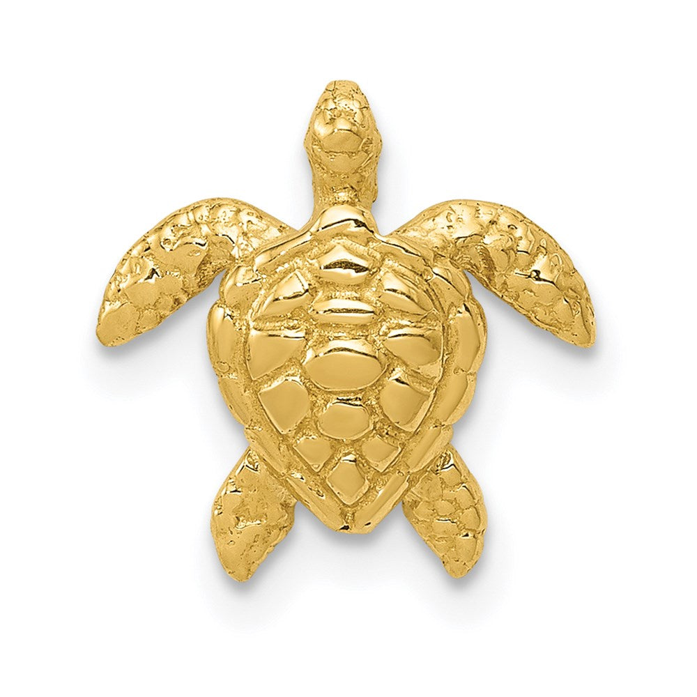 14K Gelbgold Poliert Klein Meer Schildkröte Kette Anhänger
