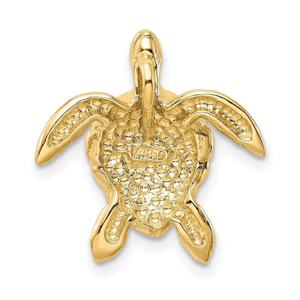 14K Gelbgold Poliert Groß Meer Schildkröte Kette Anhänger