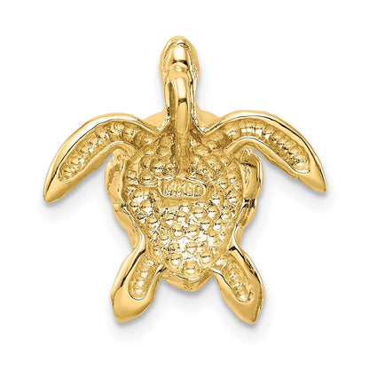 14K Gelbgold Poliert Groß Meer Schildkröte Kette Anhänger