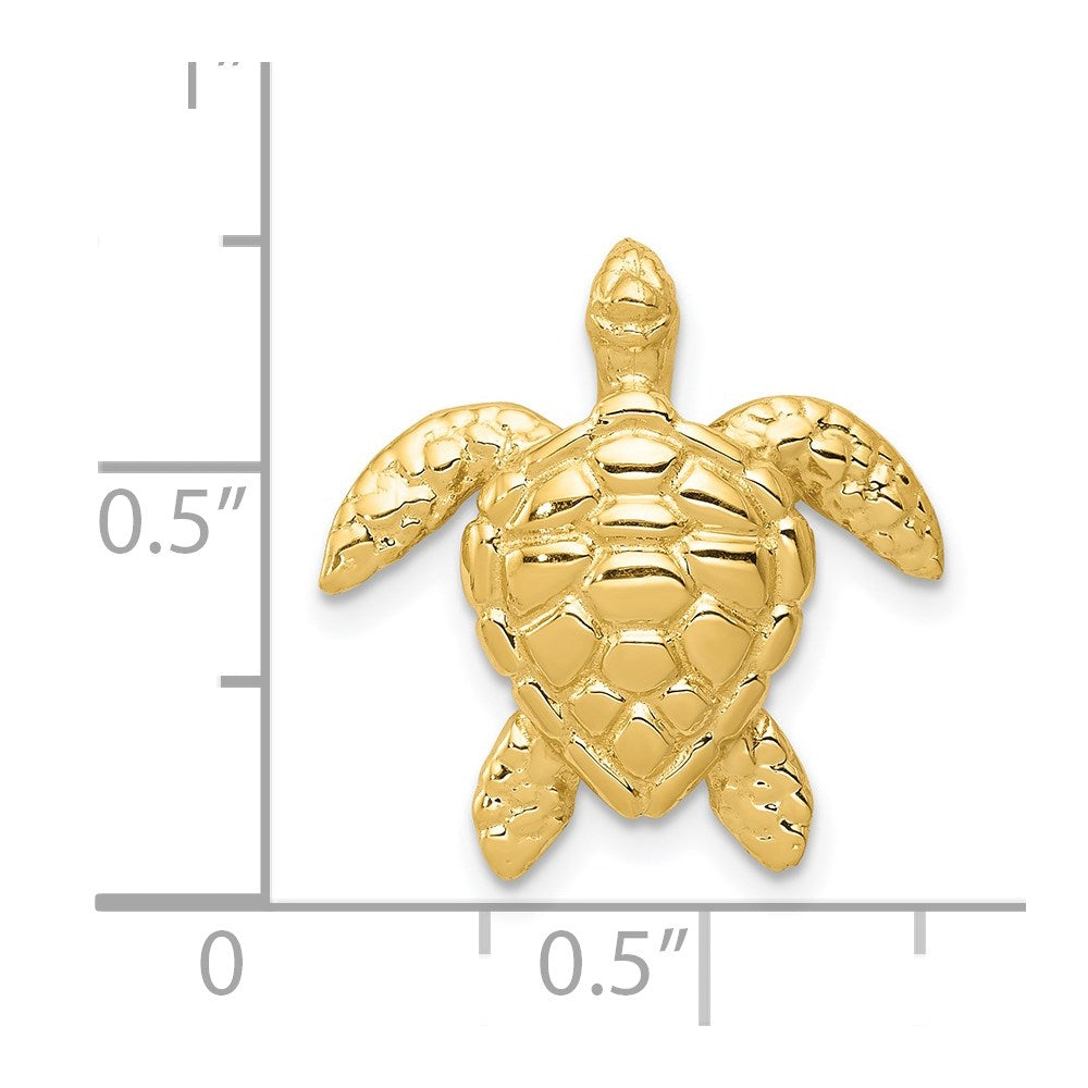 14K Gelbgold Poliert Groß Meer Schildkröte Kette Anhänger
