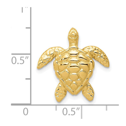 14K Gelbgold Poliert Groß Meer Schildkröte Kette Anhänger