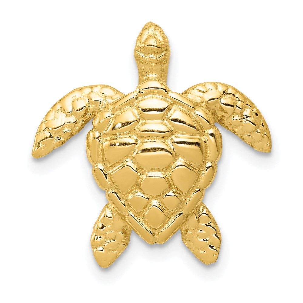 14K Gelbgold Poliert Groß Meer Schildkröte Kette Anhänger