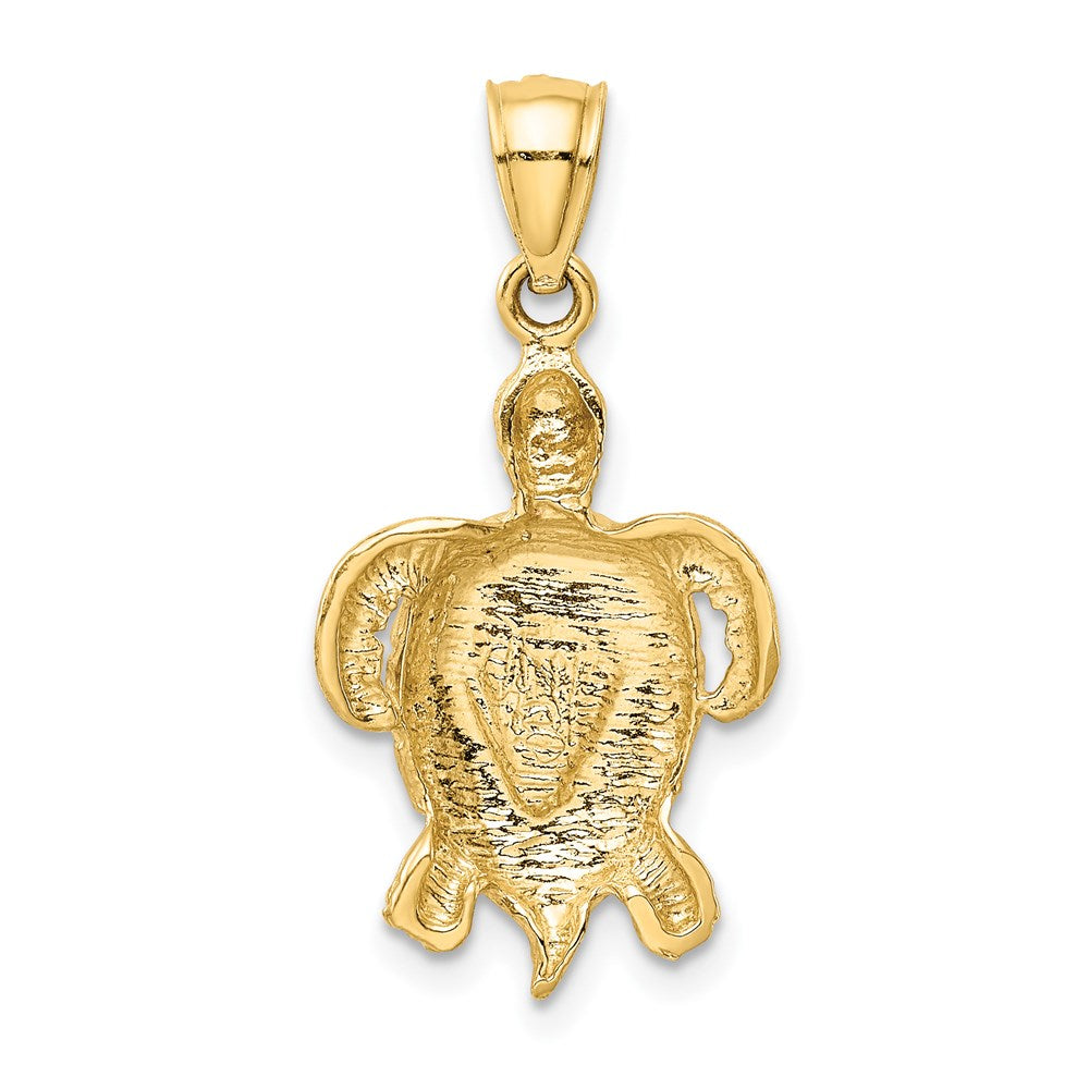 14K Gelbgold Polierter Schildkröten-Anhänger mit synthetischem blauem Opal