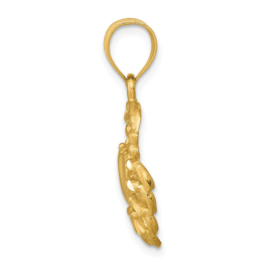 14K Gelbgold Krabbe-Anhänger, satiniert und diamantiert
