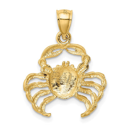 14K Gelbgold Krabbe-Anhänger, satiniert und diamantiert
