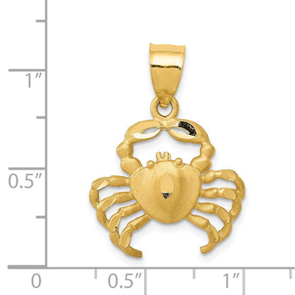 14K Gelbgold Krabbe-Anhänger, satiniert und diamantiert