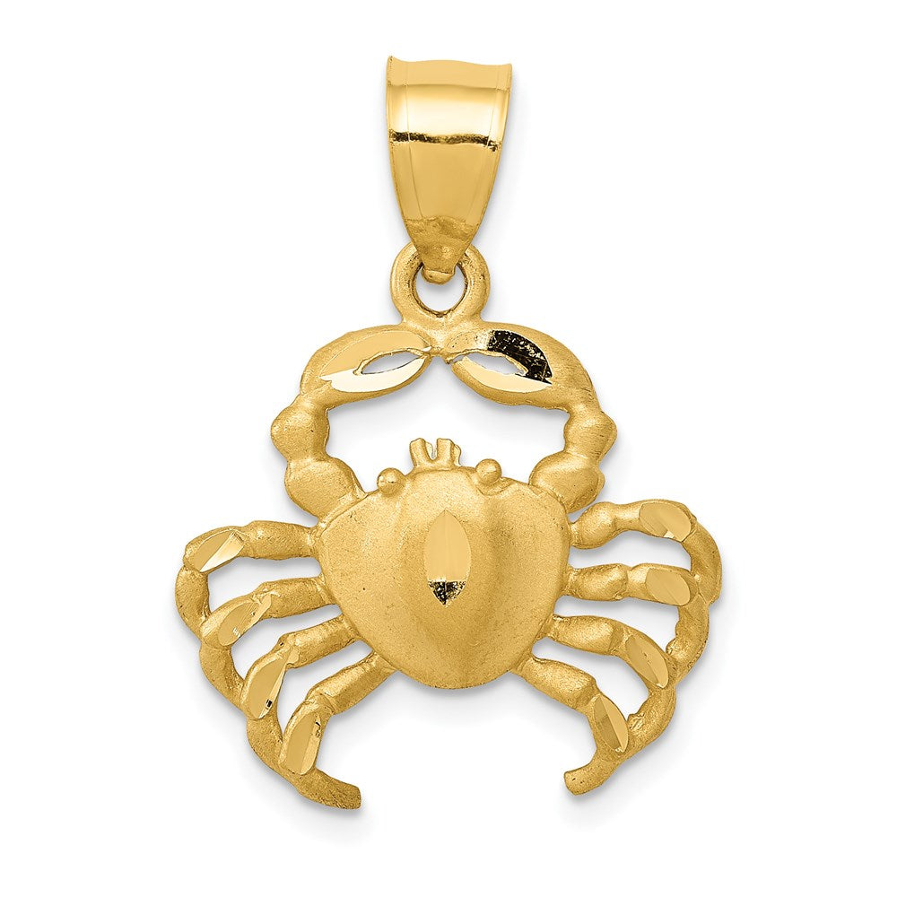 14K Gelbgold Krabbe-Anhänger, satiniert und diamantiert
