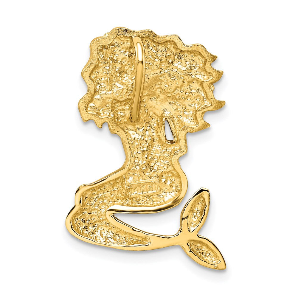 14K Gelb & Rhodium mit Weiß Satiniert Diamantiert Meerjungfrau Kette Anhänger
