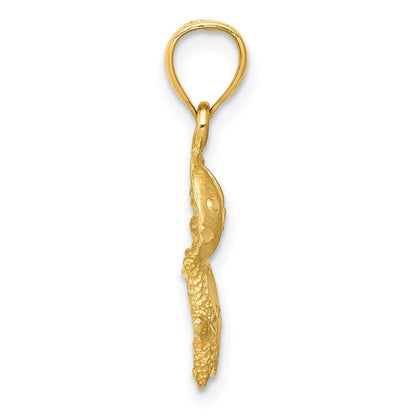 14K Gelbgold Anhänger mit Satin-Diamantschliff, Fisch, Seestern und Seedollar
