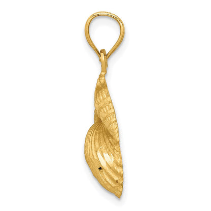 14K Gelbgold Anhänger, satiniert, diamantgeschliffen, Muschel-Design