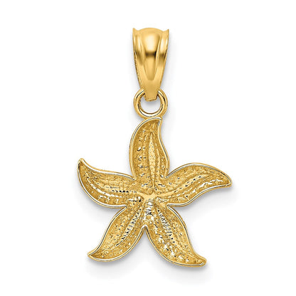 14K Gelb & Rhodium mit Weiß Diamantiert Seestern Anhänger
