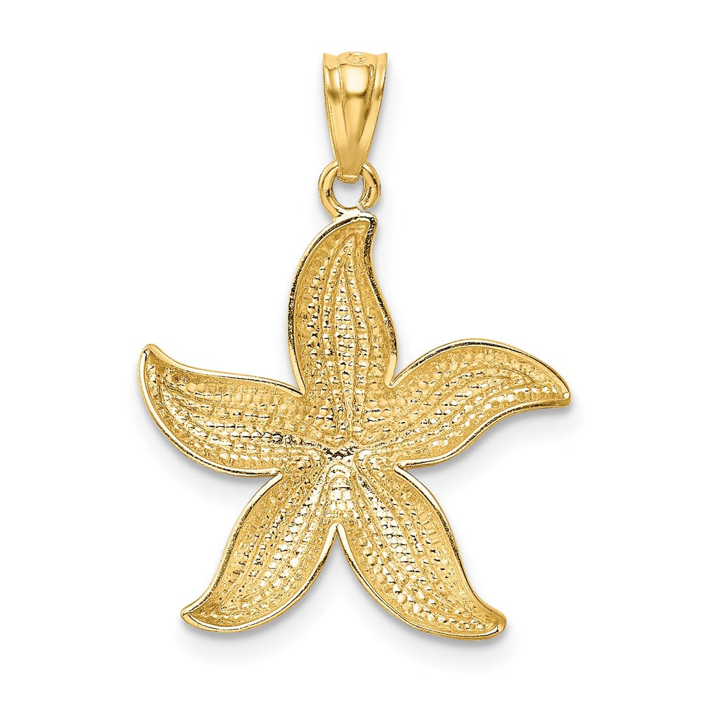 14K Gelbgold & Rhodiumgold mit Weißrhodium Diamantschliff-Seestern-Anhänger