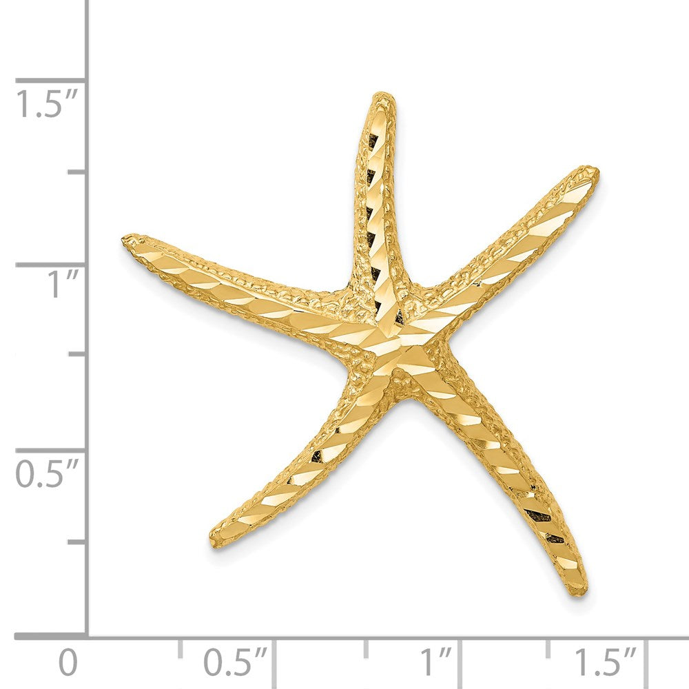 14K Gelbgold Strukturiert Diamantiert Seestern Anhänger