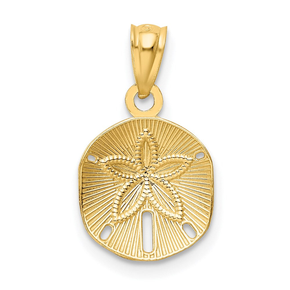 14K Gelbgold Satiniert Diamantiert Sand Dollar Anhänger