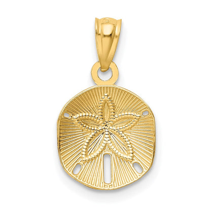 14K Gelbgold Satiniert Diamantiert Sand Dollar Anhänger