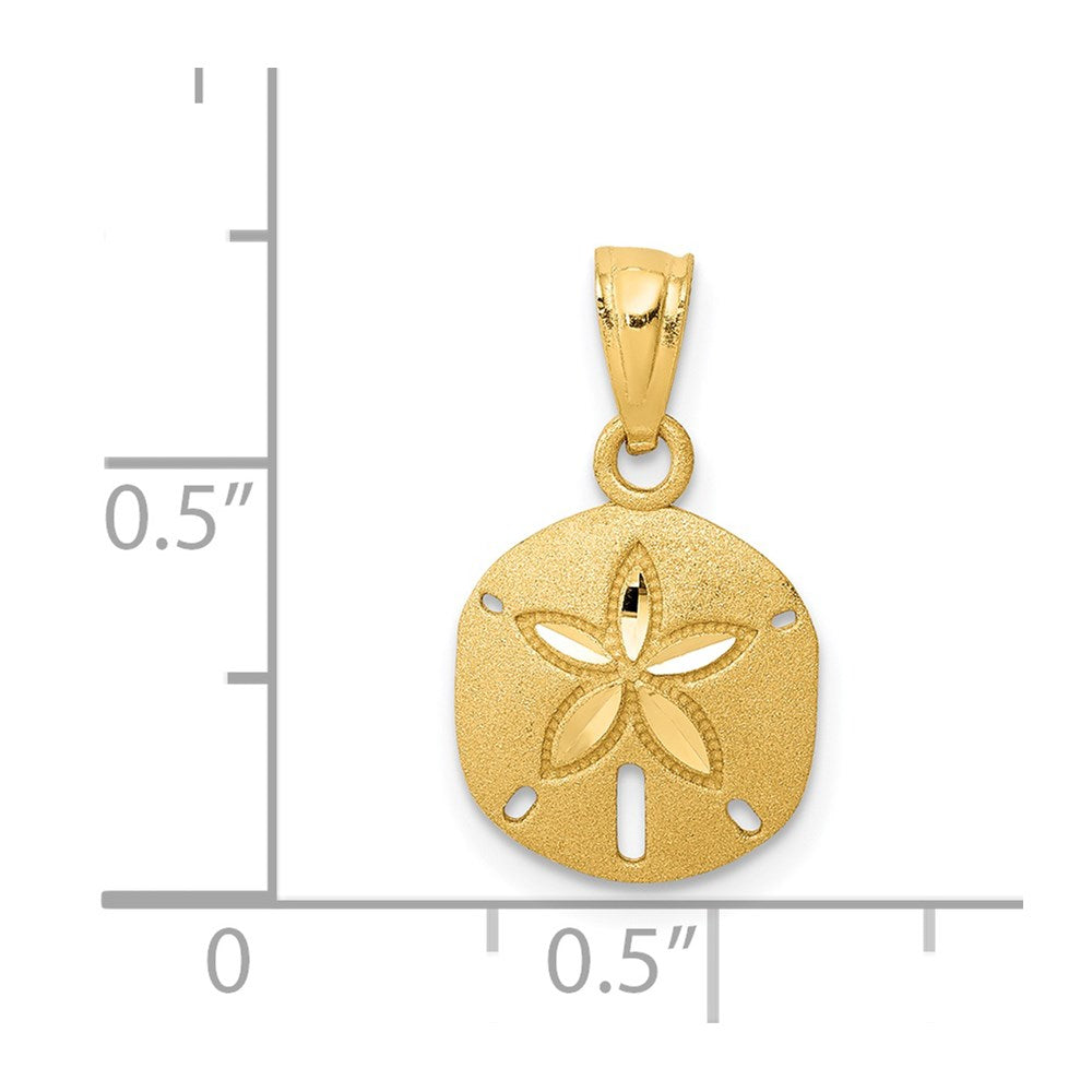 14K Gelbgold Satiniert Diamantiert Sand Dollar Anhänger