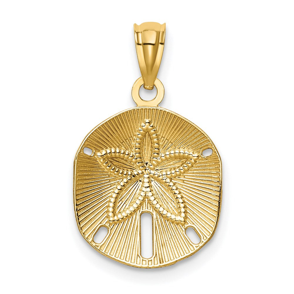 14K Gelbgold Satiniert Diamantiert Sand Dollar Anhänger