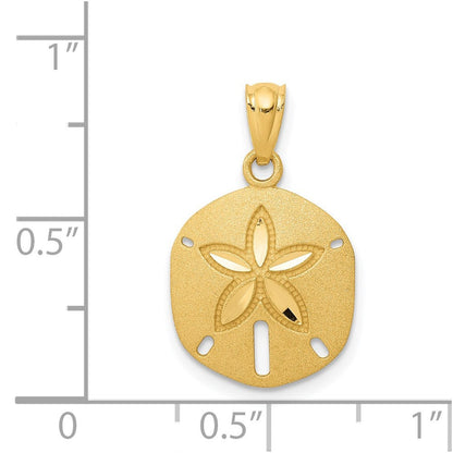 14K Gelbgold Satiniert Diamantiert Sand Dollar Anhänger