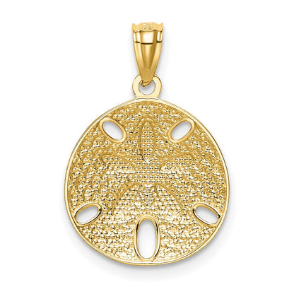14K Gelb & Rhodium mit Rhodium Diamantiert Poliert Sand Dollar Anhänger