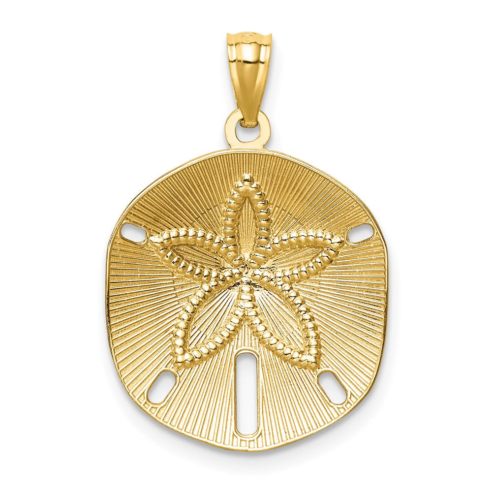 14K Gelbgold Anhänger Sanddollar mit Diamantschliff, satiniert