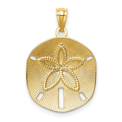 14K Gelbgold Anhänger Sanddollar mit Diamantschliff, satiniert